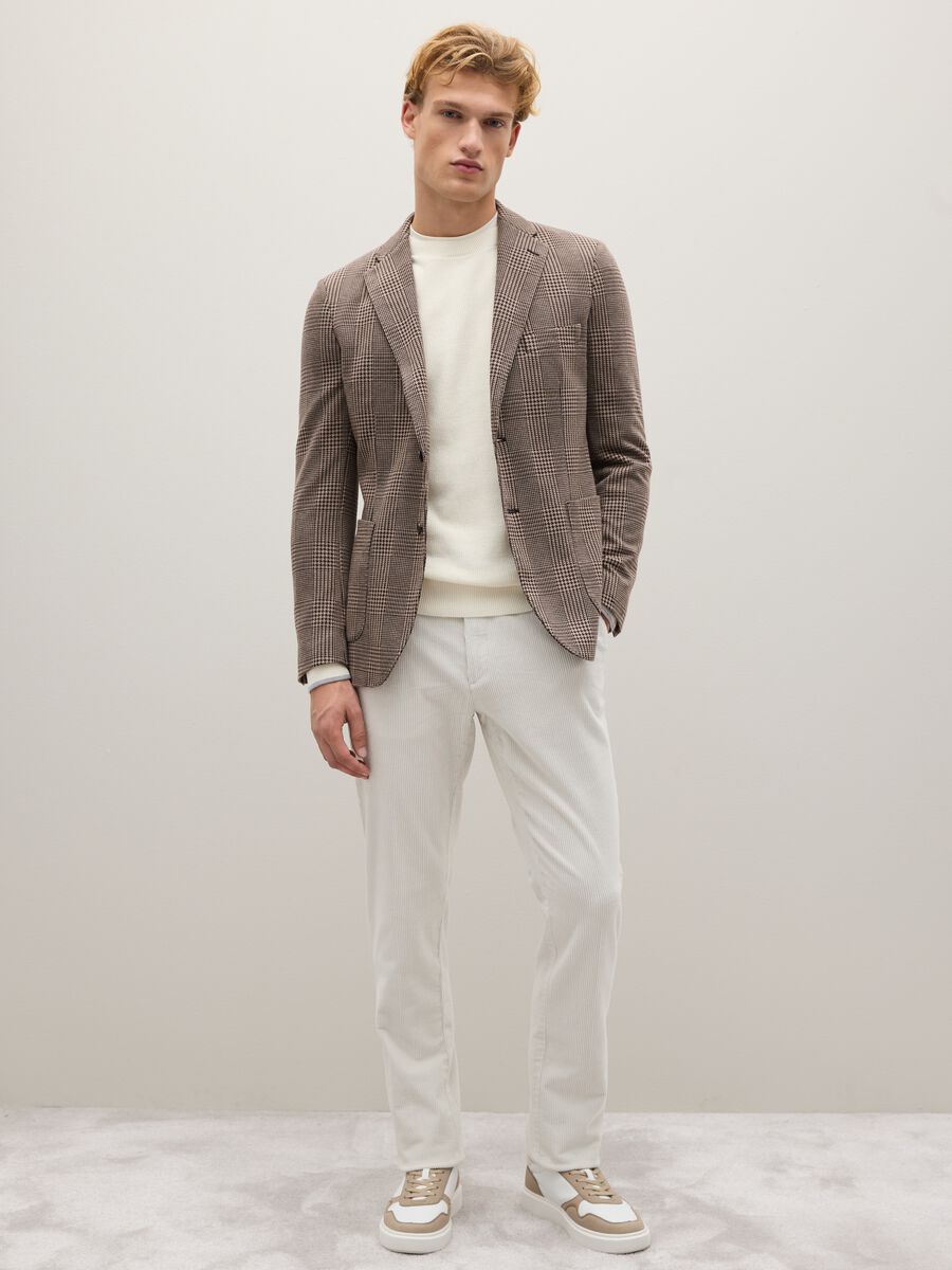 Regular fit brown checked blazer with buttons_3