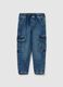 Cargo joggers in denim with drawstring_0