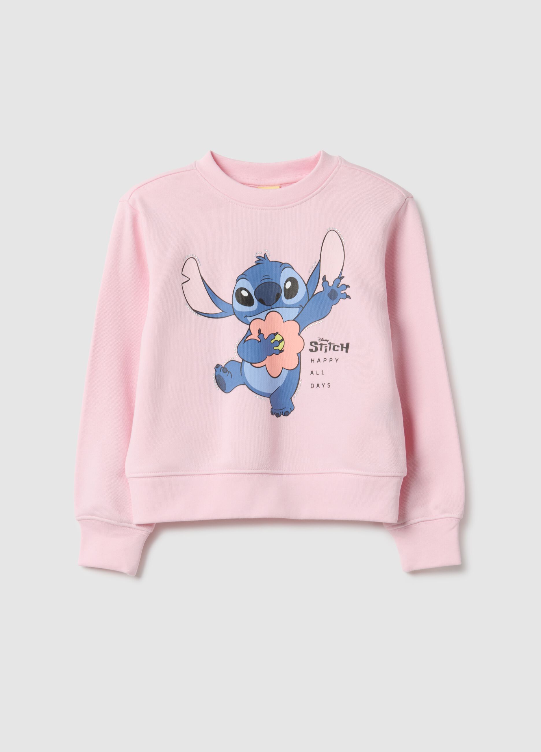 Pink Disney Print Regular Fit Cotton Blend Sweatshirt for Girls