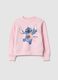 Pink Disney Print Regular Fit Cotton Blend Sweatshirt for Girls_0