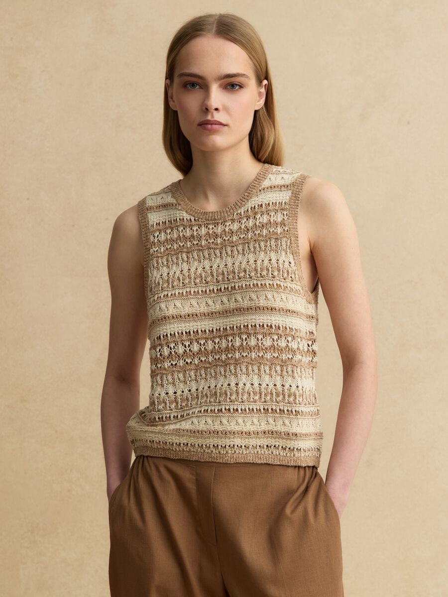 Multicolor Tr&auml;gertop aus Baumwollmischung, Regular Fit mit durchbrochener Struktur_2