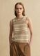 Multicolour cotton blend regular fit tank top with perforated texture_2