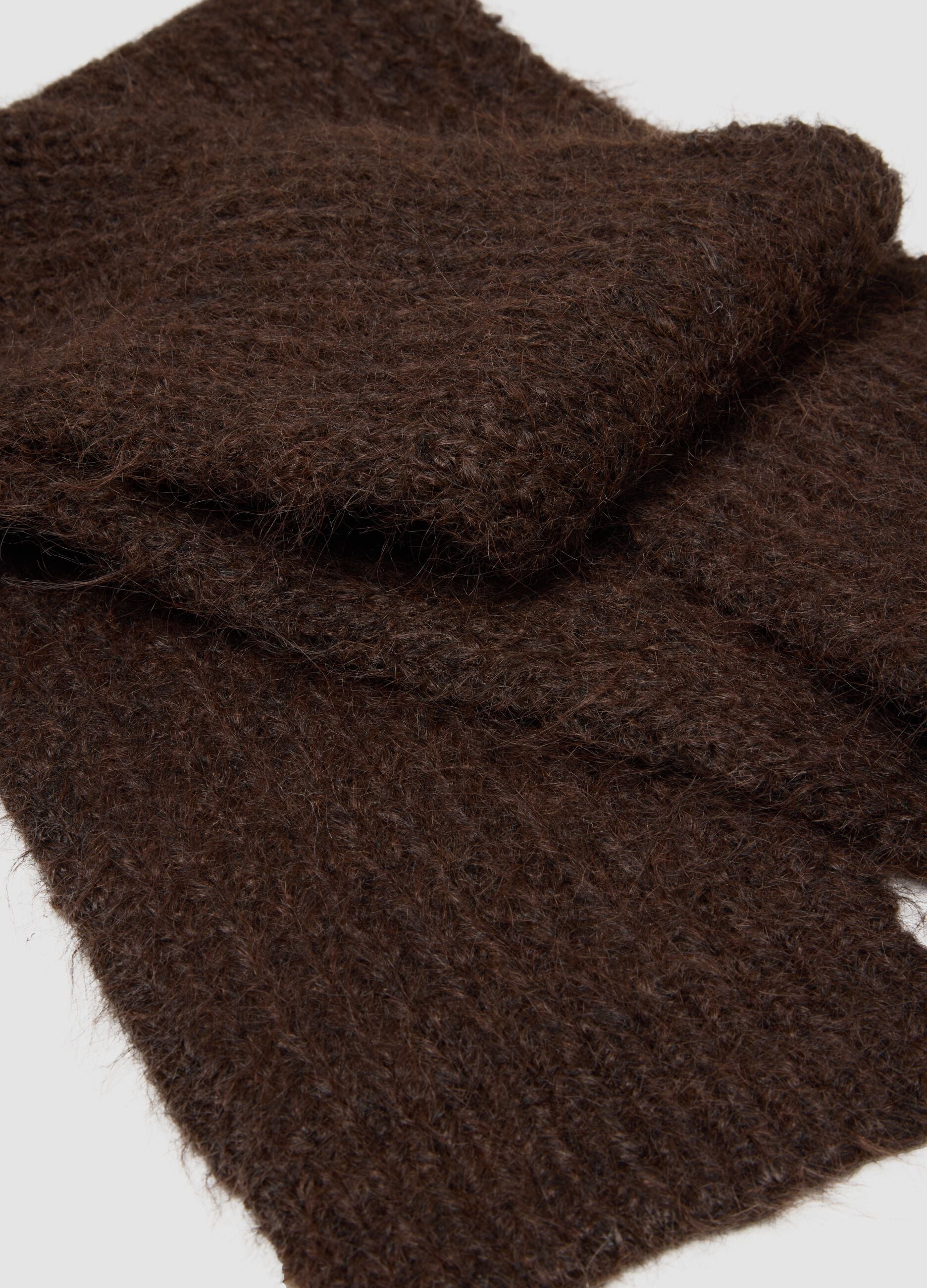 Brown Stretch Wool Scarf