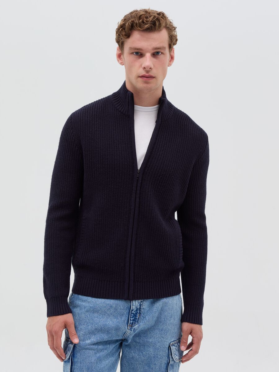 Full-zip cardigan with high neck_0