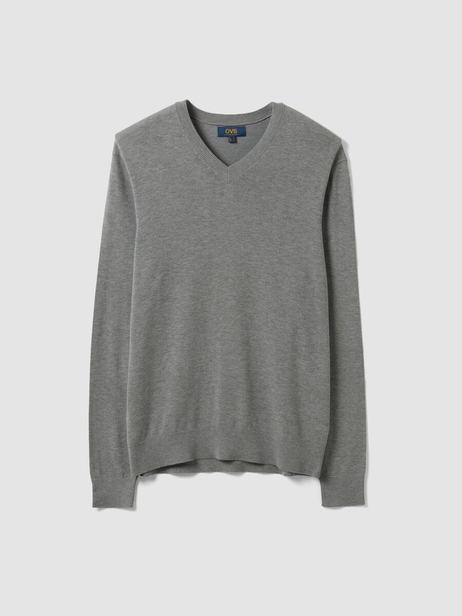 Grey viscose-blend V-neck jumper, regular fit_4