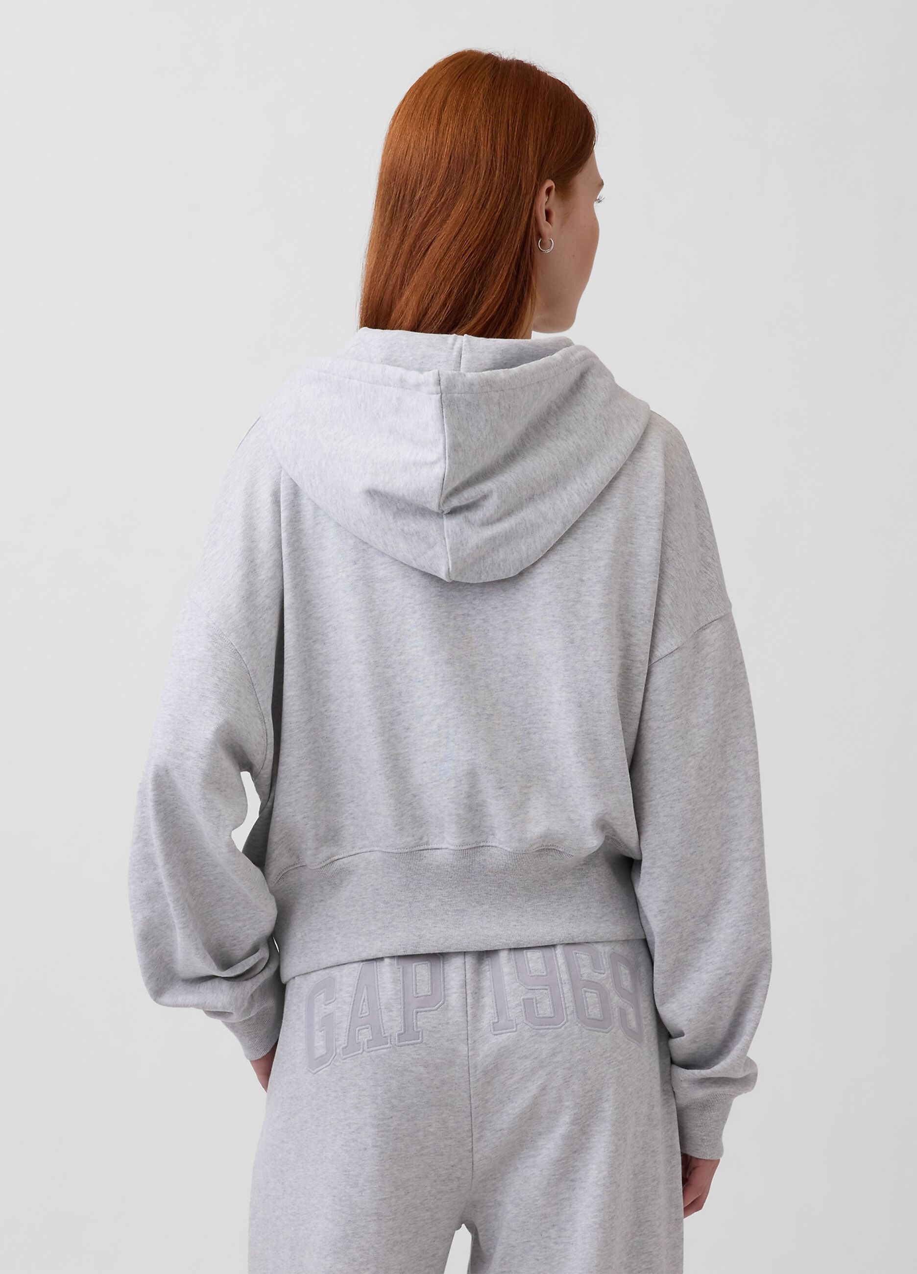 Grauer Regular-Fit-Hoodie aus Baumwollmischung mit Rei&szlig;verschluss