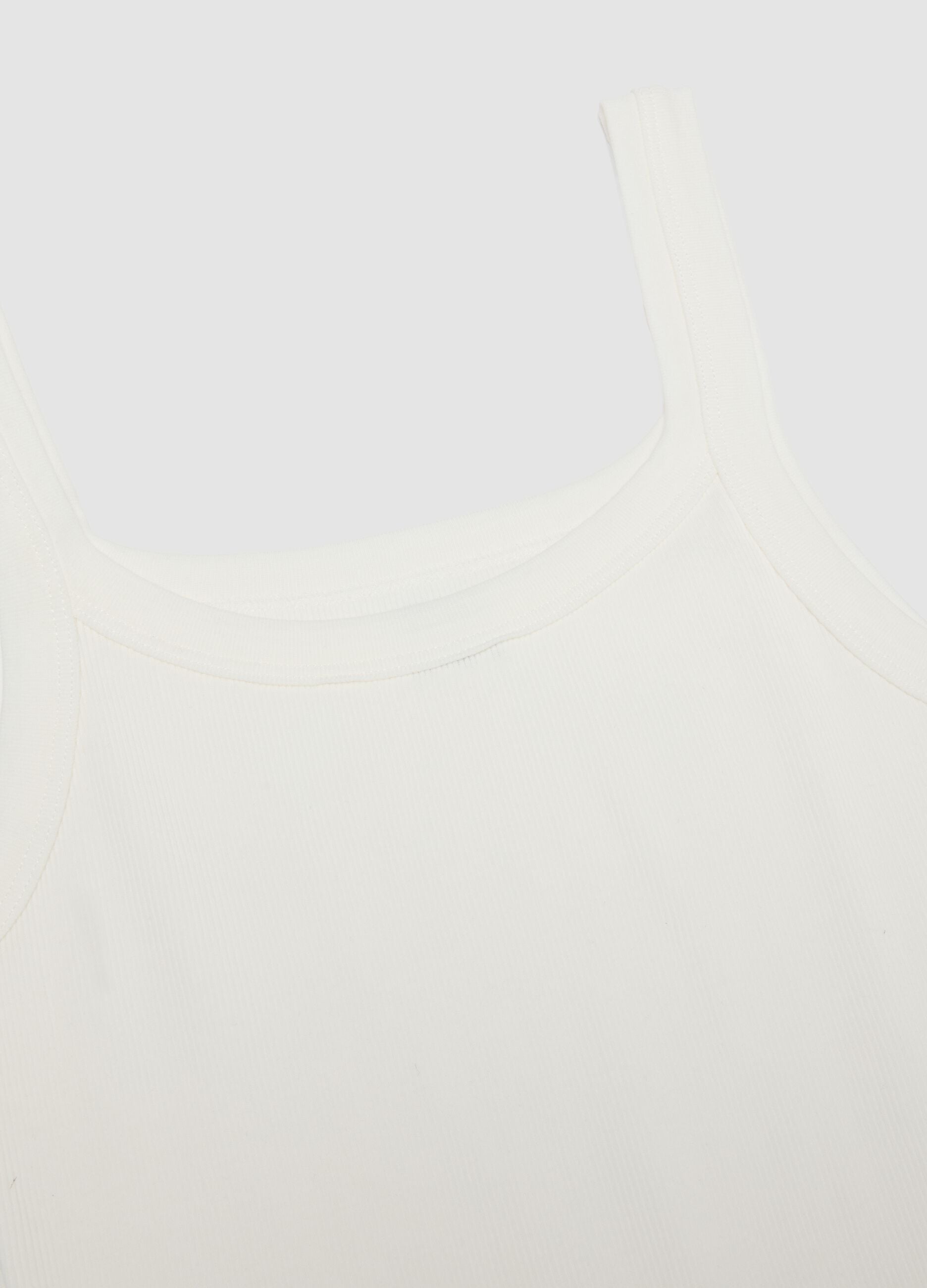 White crew-neck vest top in pure organic cotton