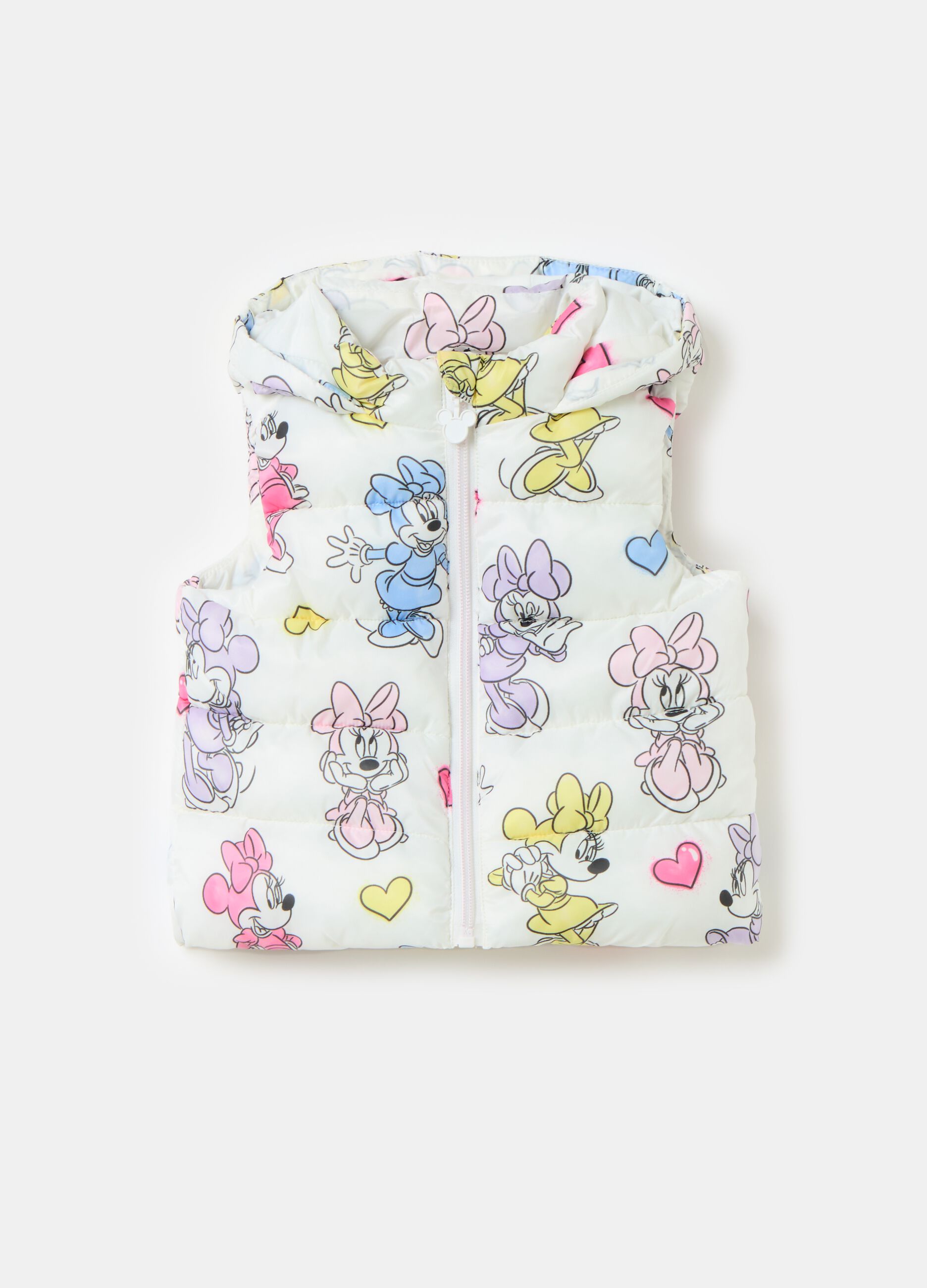 Gilet with hood and Minnie Mouse print