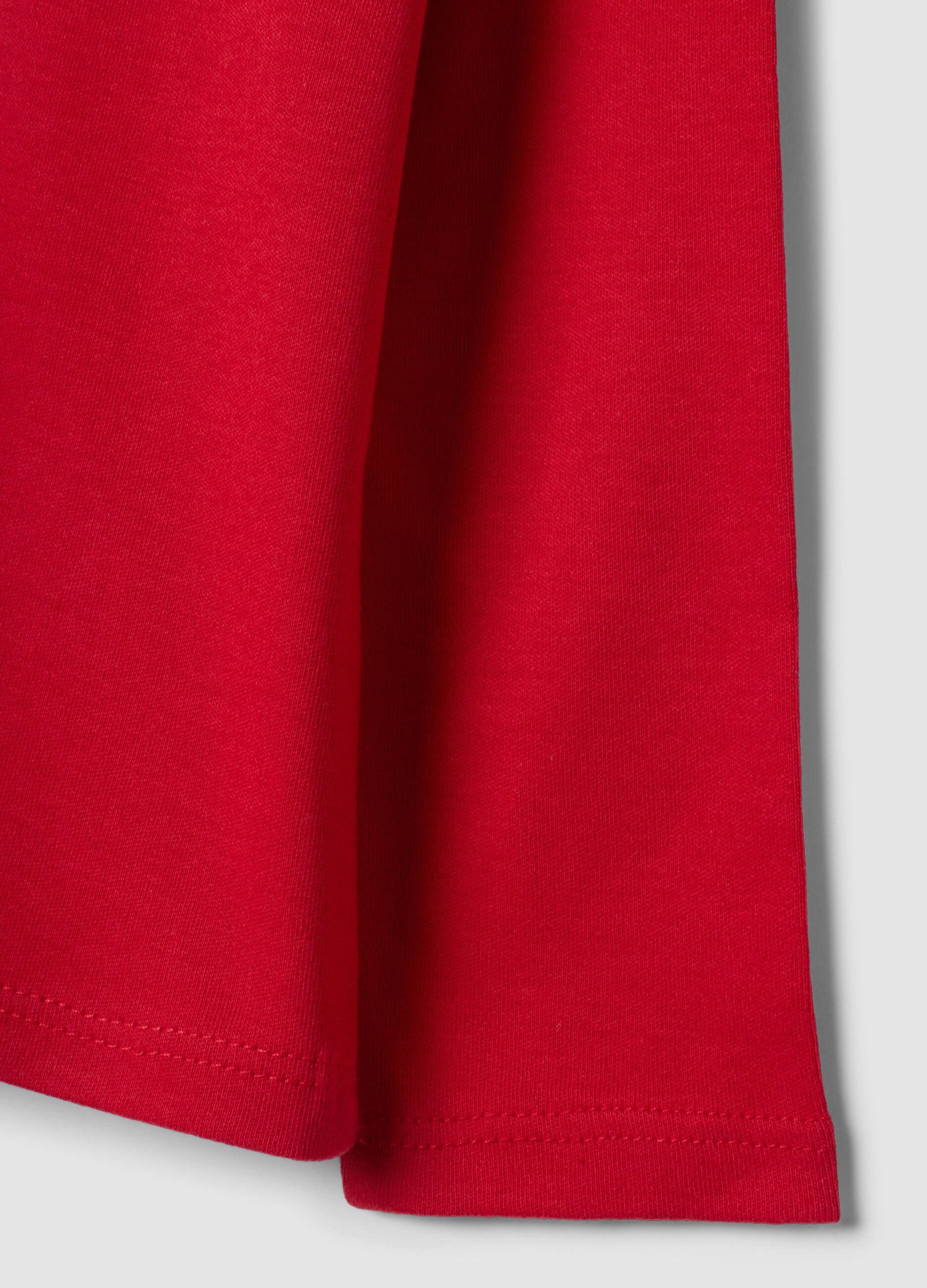 Red pure cotton T-shirt with penguin print