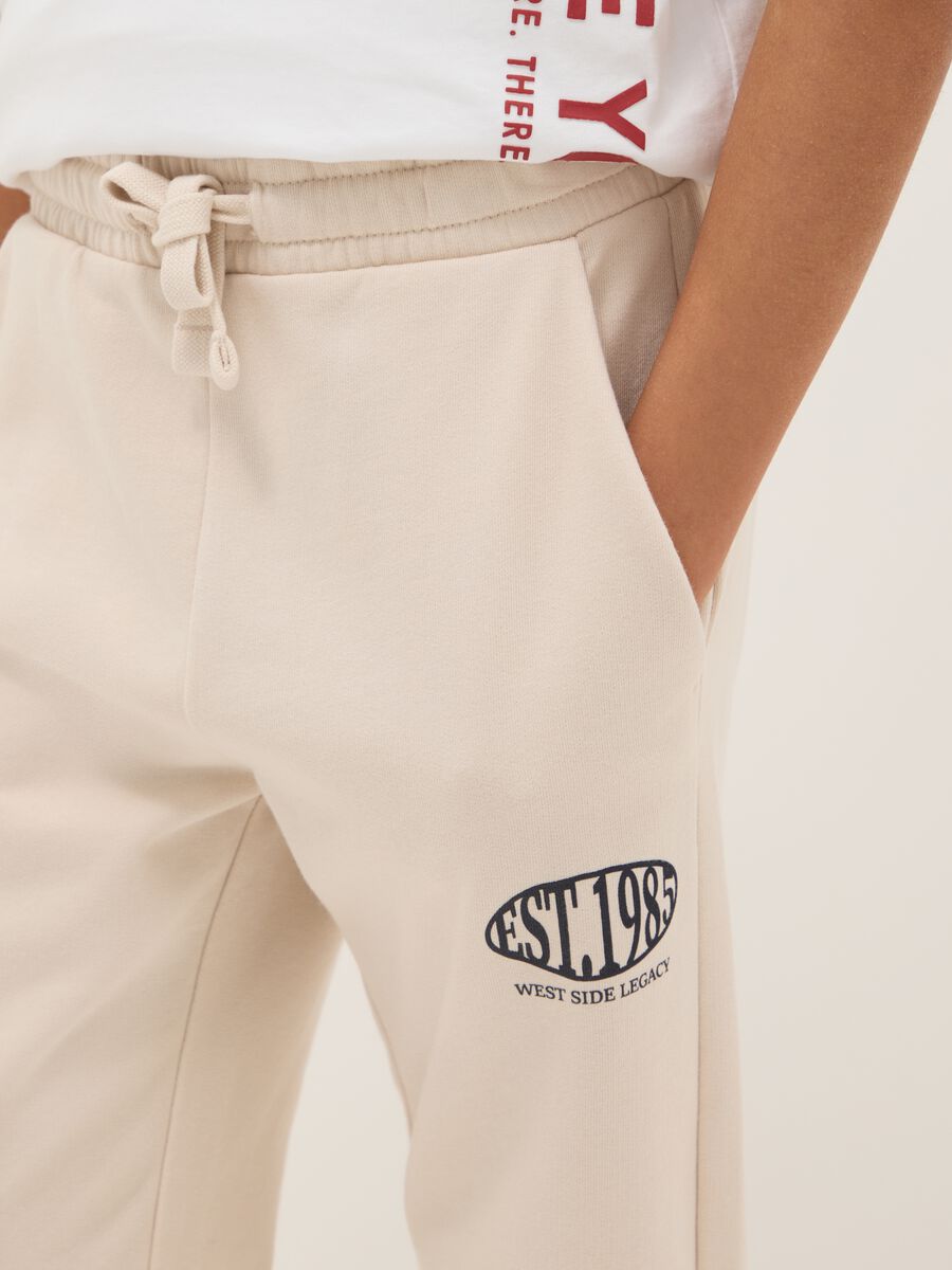 Boys' beige jogger trousers in pure cotton regular fit_2