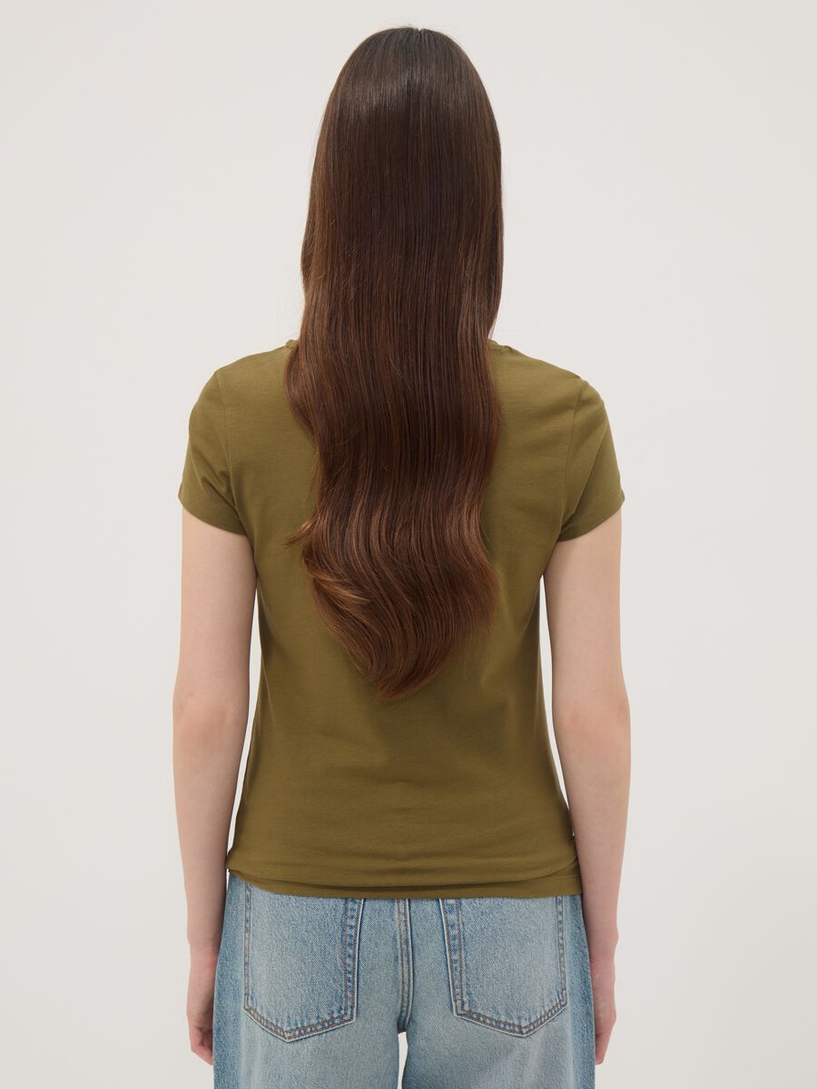 Gr&uuml;nes T-Shirt aus Stretch-Baumwolle mit Rundhalsausschnitt, Regular Fit_3