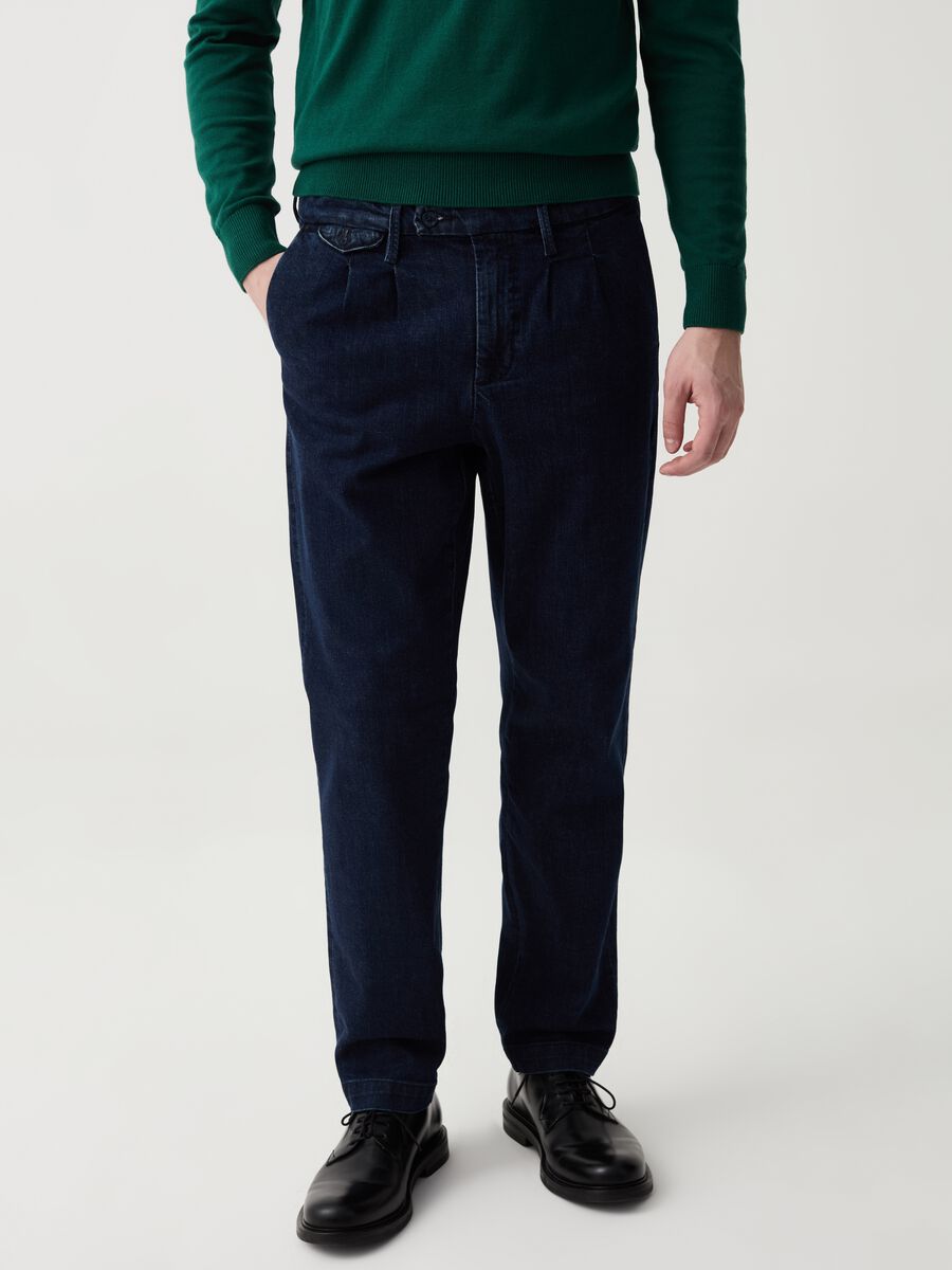 B.ST 1957 comfort-fit chino trousers in denim_1