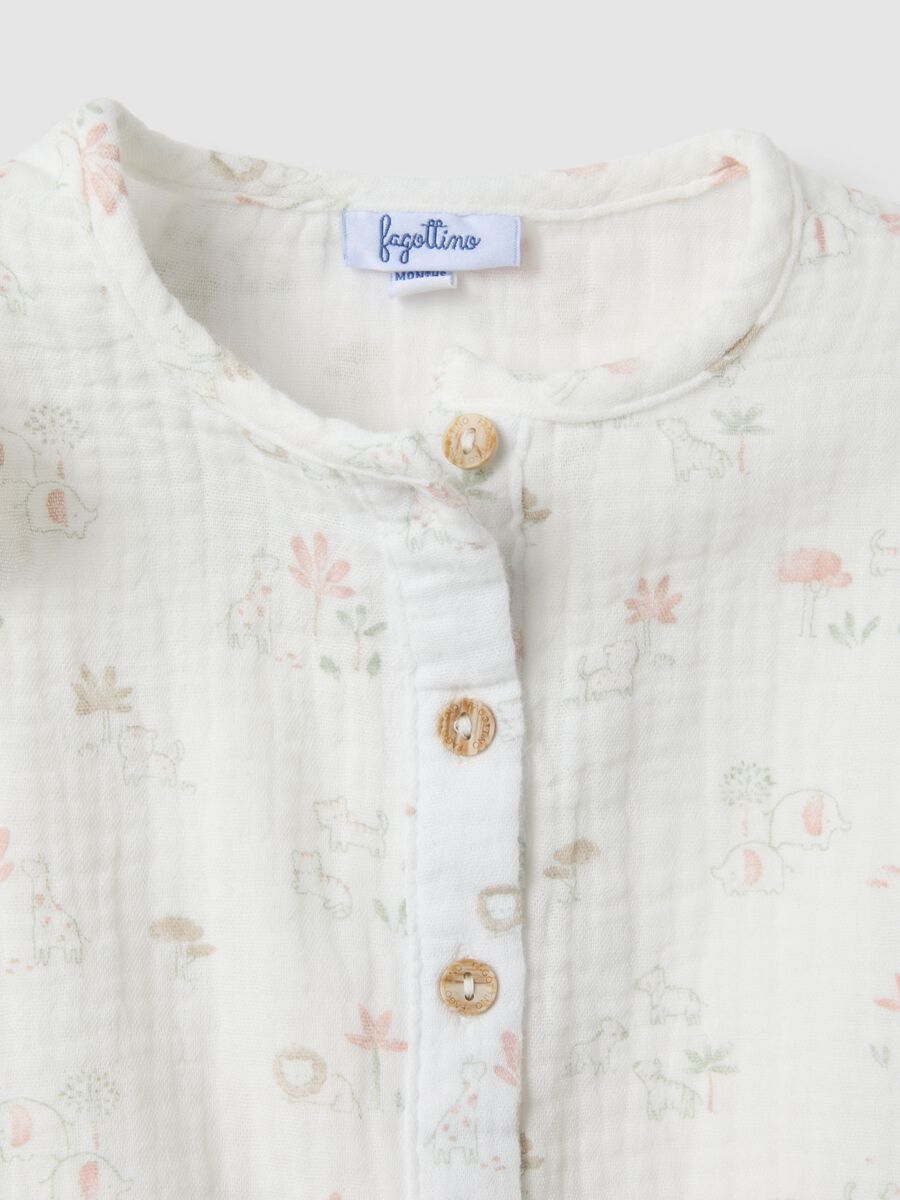 Pure white cotton baby girl's romper with ruffles_2