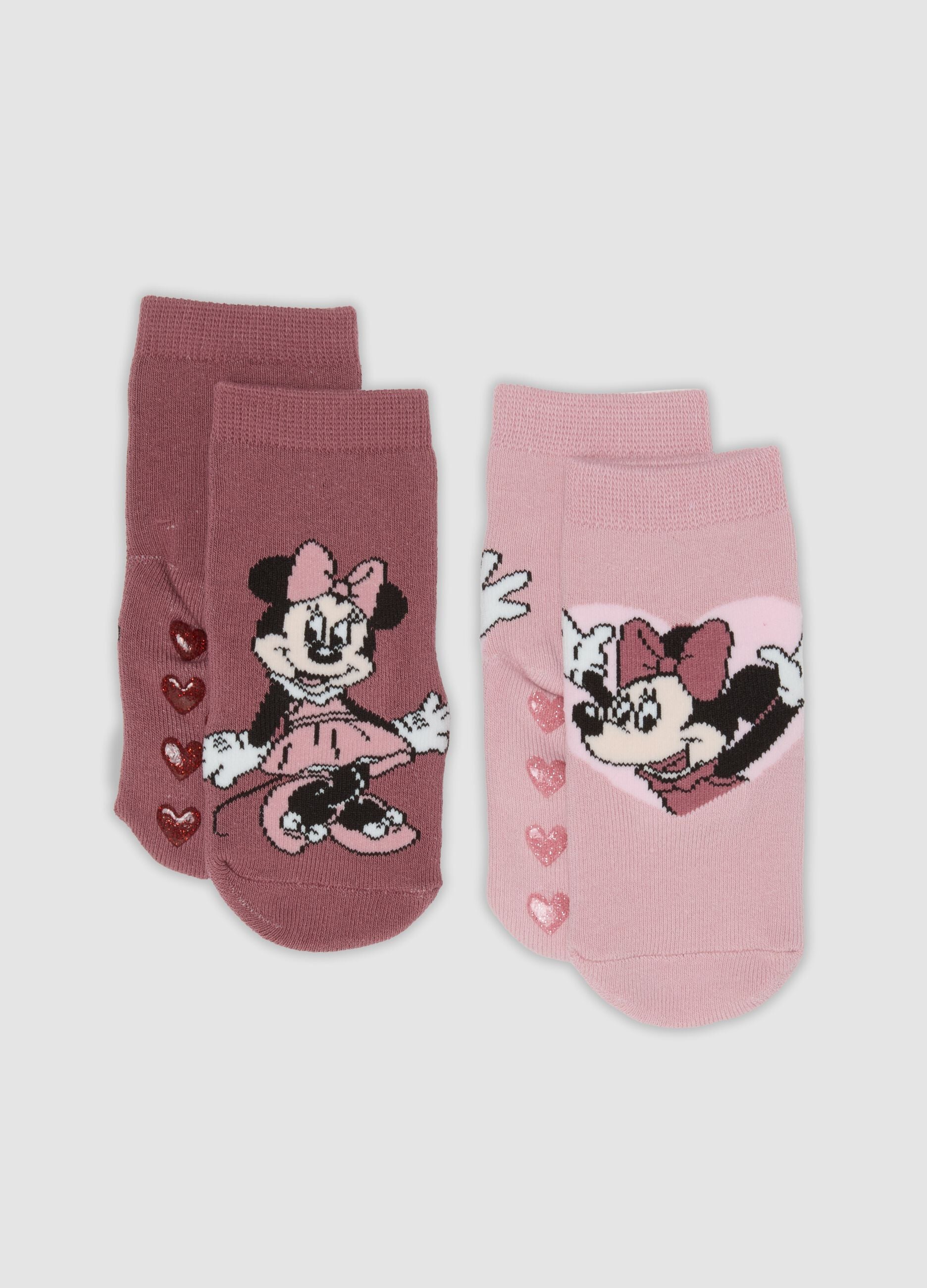 2er-Pack rutschfeste Socken aus elastischer Bio-Baumwolle mit Minnie-Print