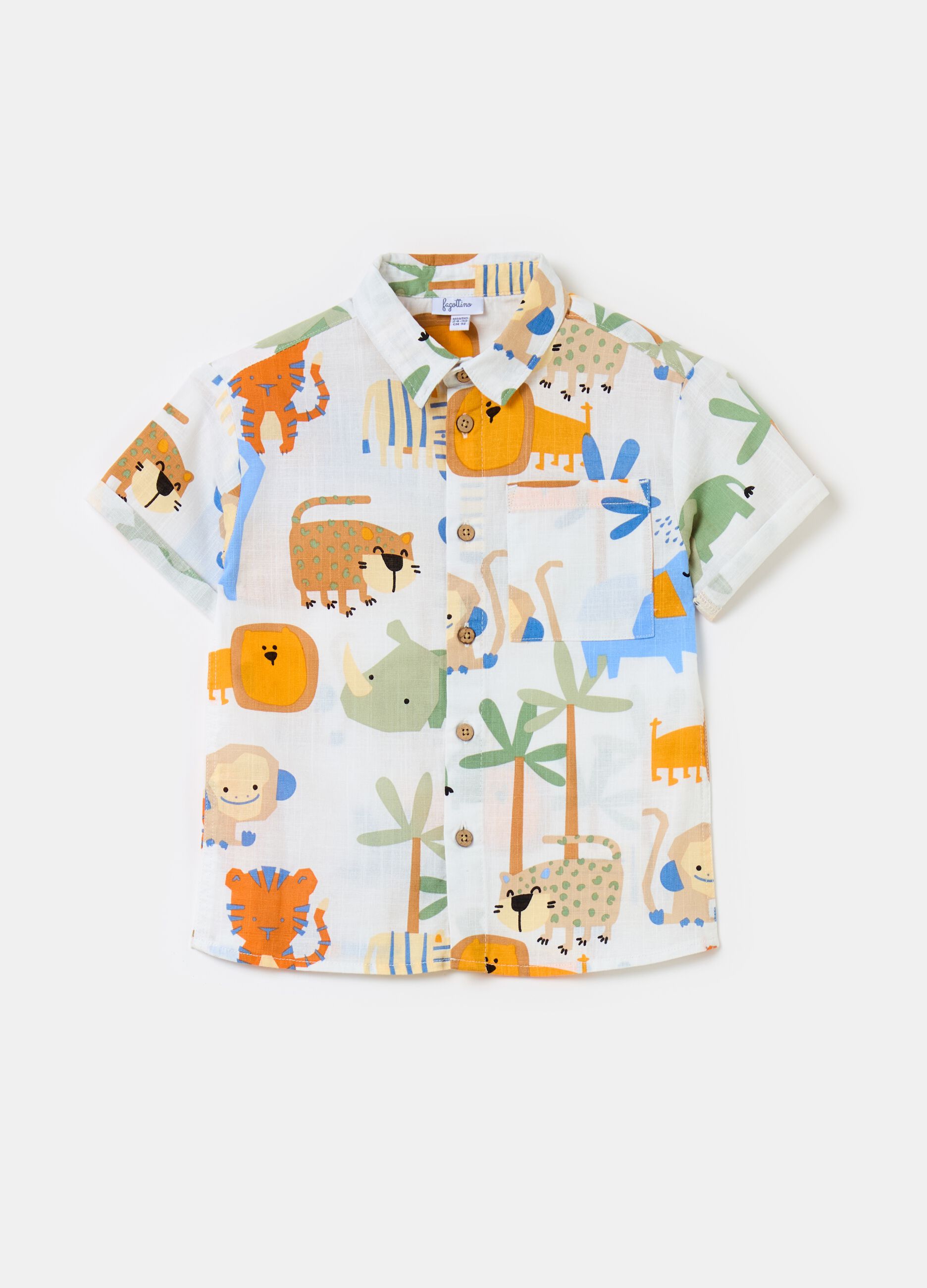 Cotton shirt with pocket and print