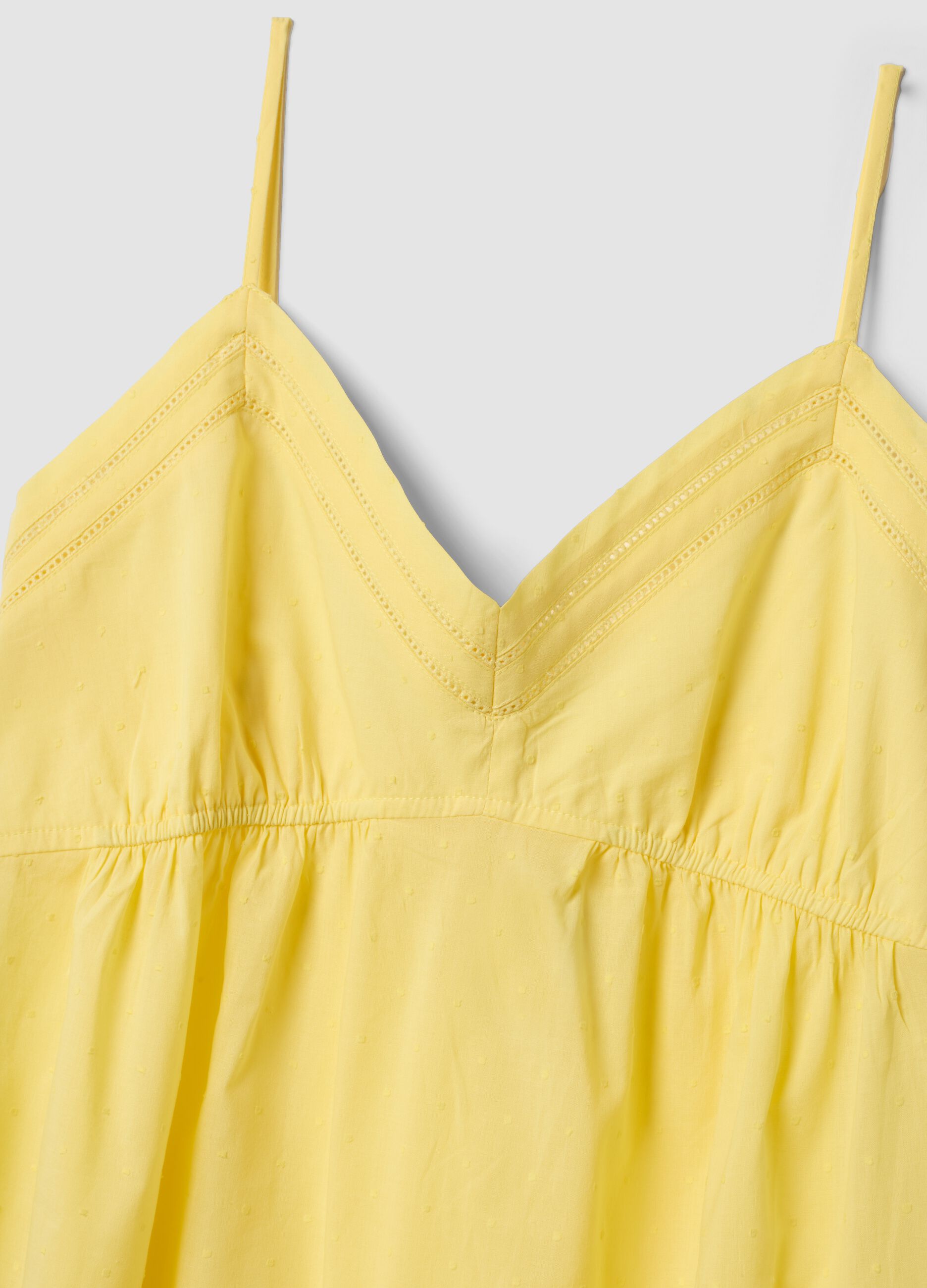 Yellow organic cotton nightdress with thin straps