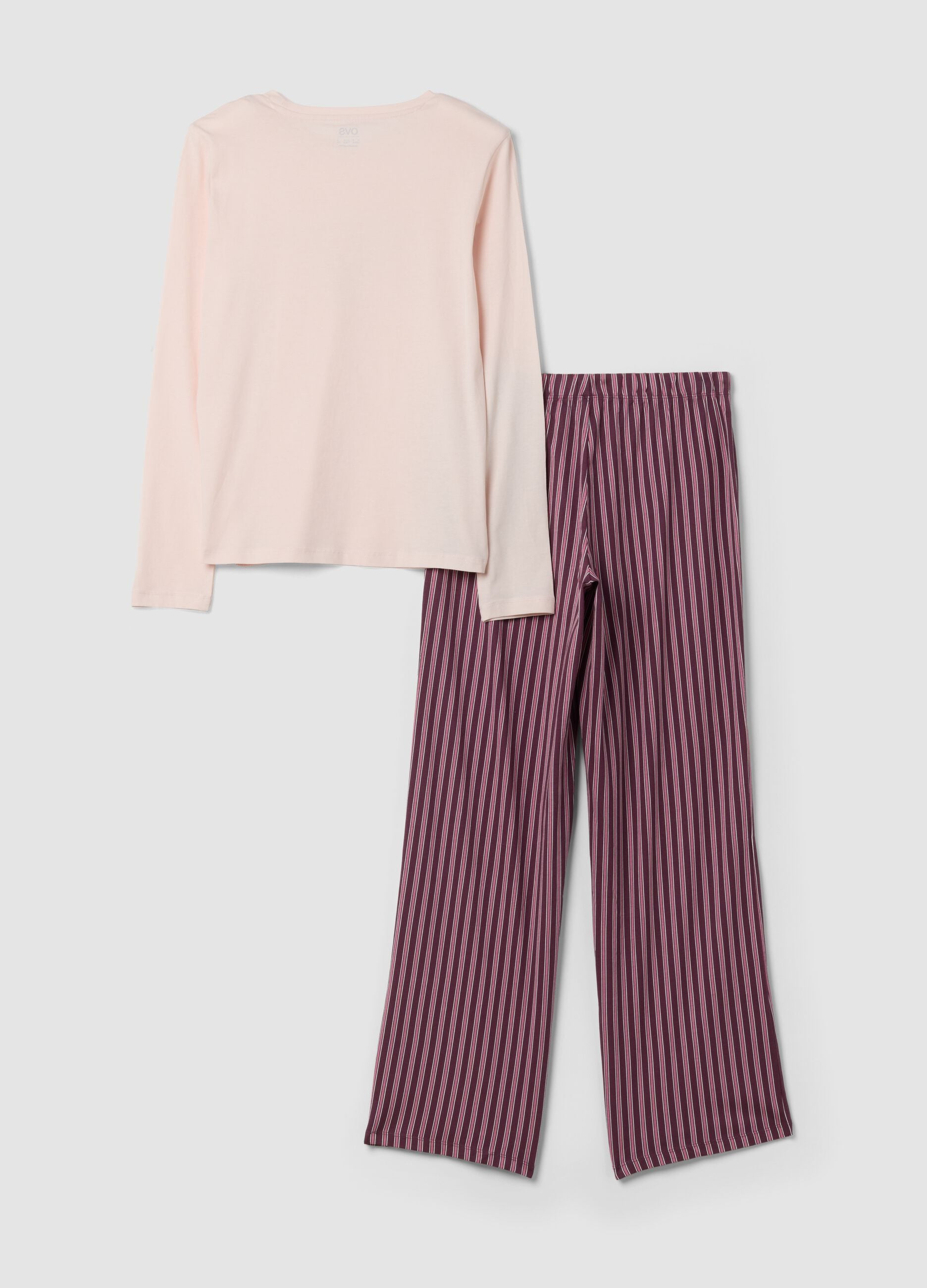 Mauve purple organic cotton crew-neck pyjamas