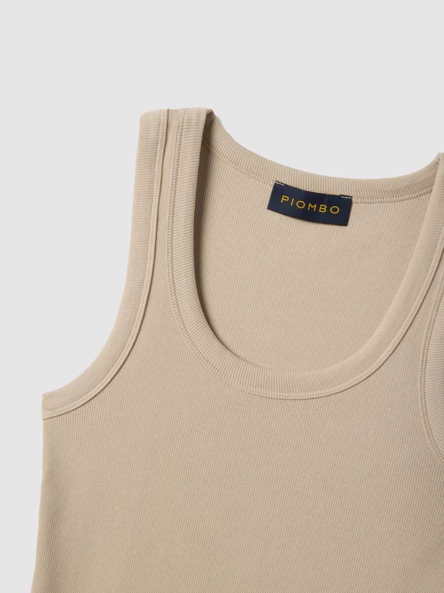 Beige stretch cotton regular-fit tank top_5