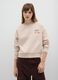 Beige cotton blend regular fit sweatshirt with festive print_1