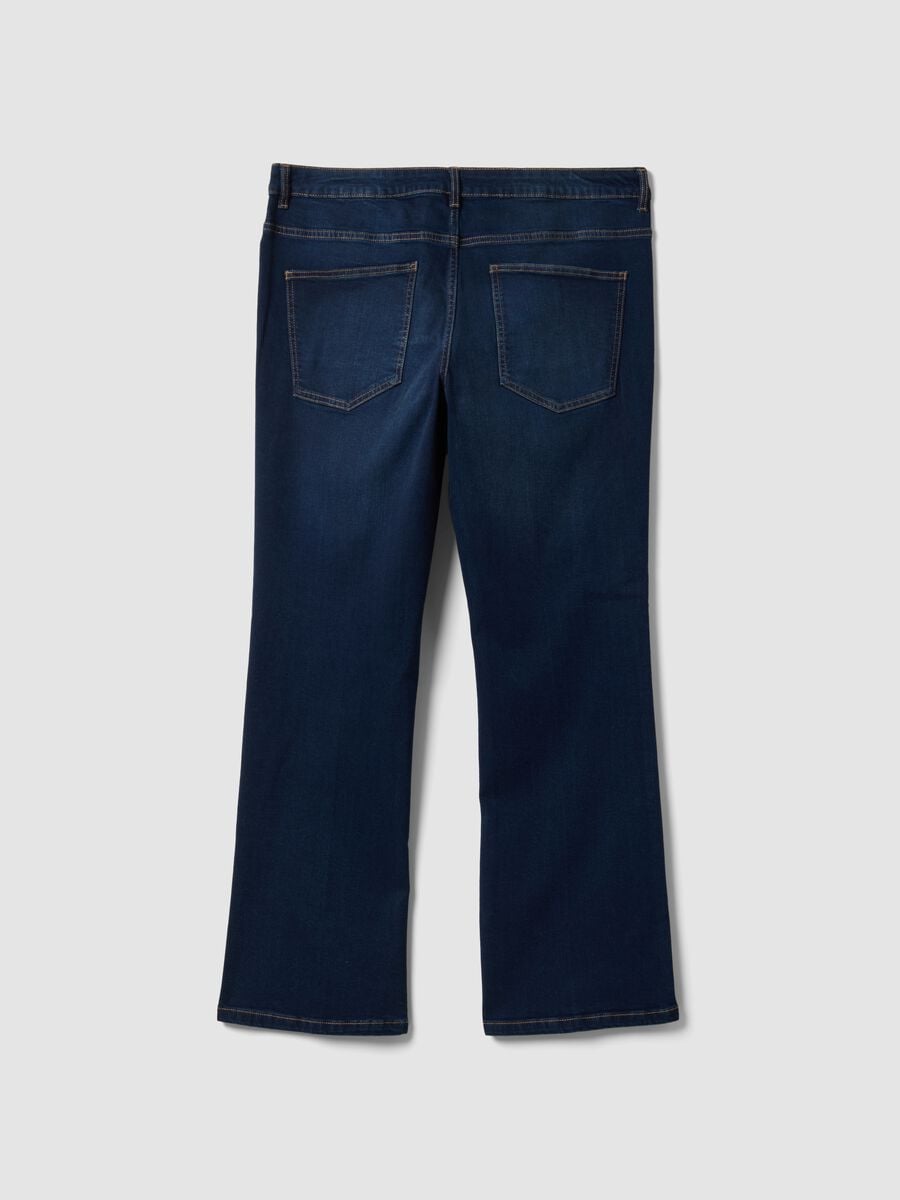 Blue stretch-cotton denim bootcut jeans_1