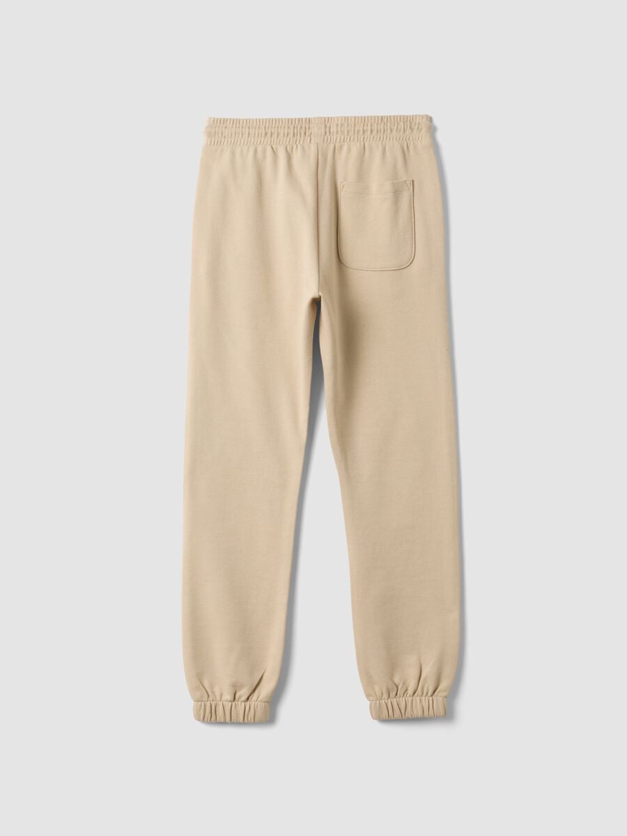 Beige pure cotton joggers with print for boys_4