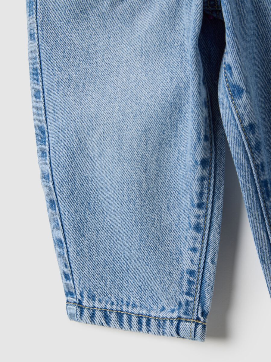 Blue denim jeans in cotton blend regular fit for baby girl_3