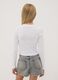 T-shirt bianca in cotone organico elasticizzato con collo a costine_2