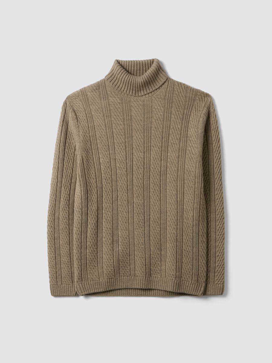 Beige wool-blend regular-fit roll-neck jumper_0