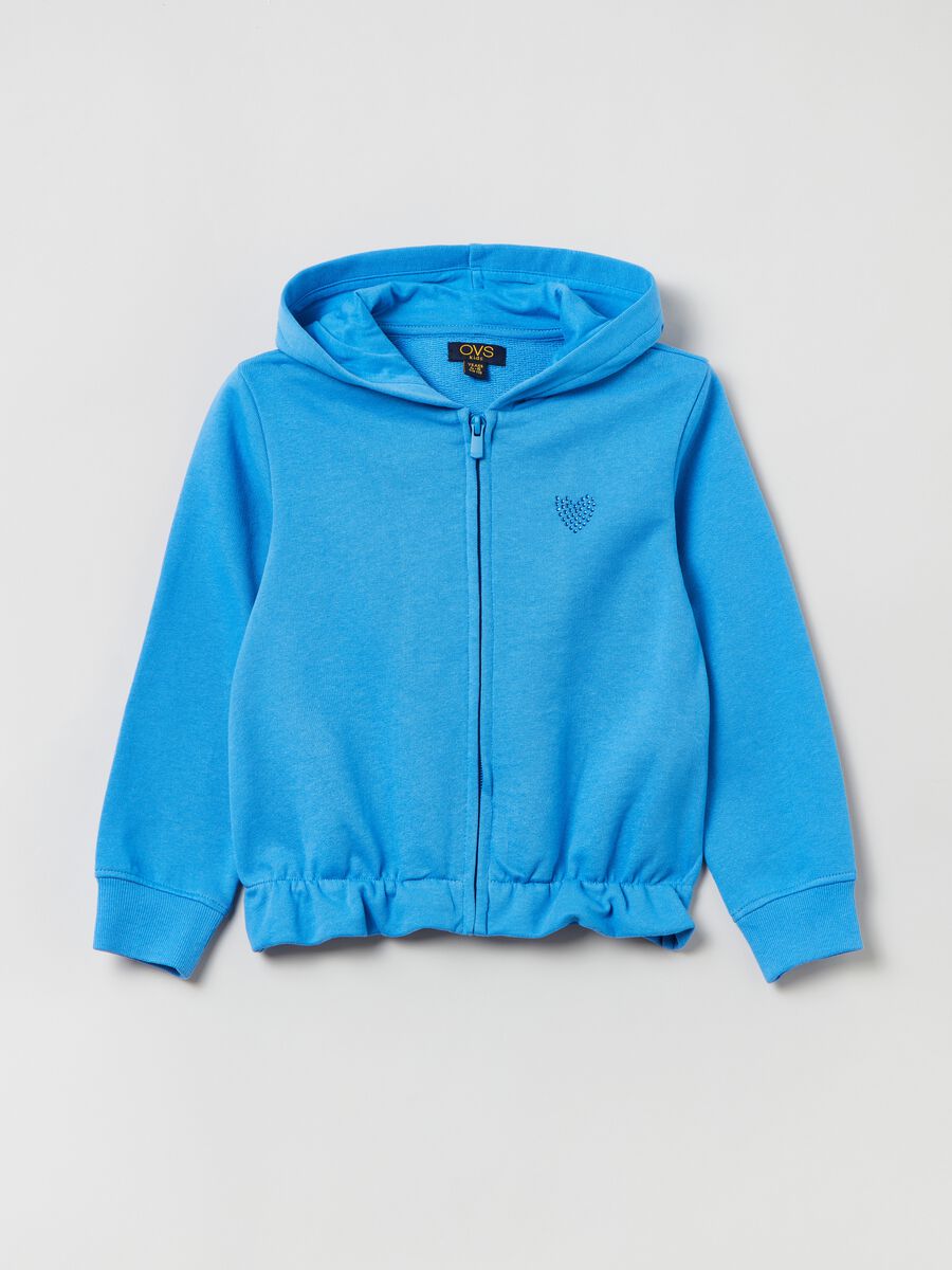 Full-zip hoodie with diamanté motif_0