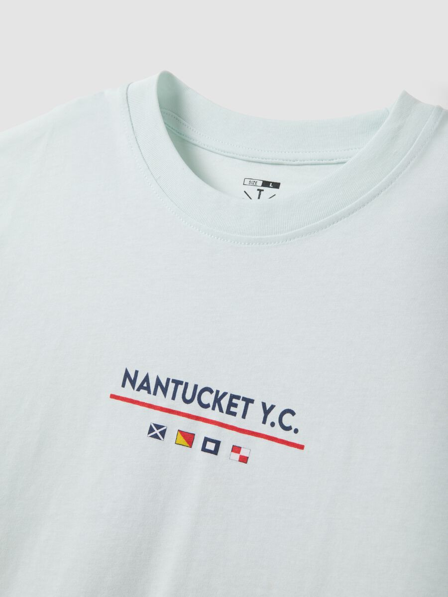 Hellblaues T-Shirt aus reiner Baumwolle mit Frontprint_5