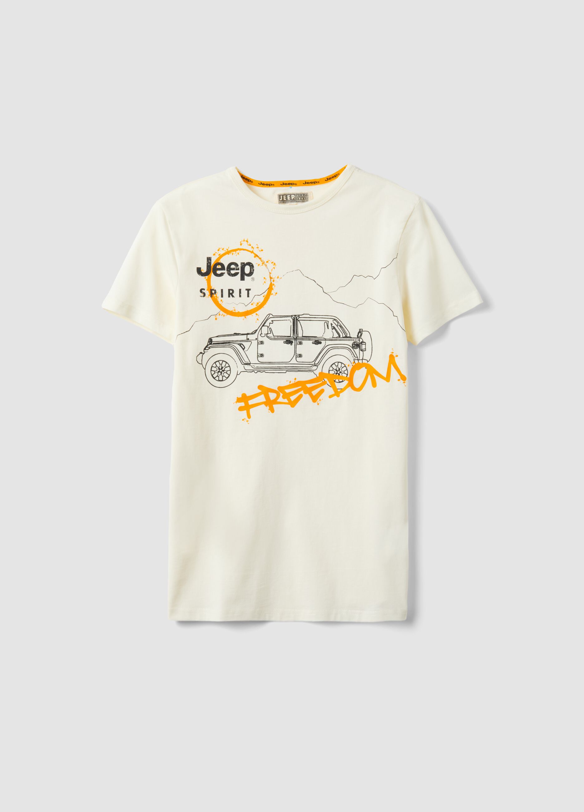 Children's white pure cotton T-shirt regular fit with print