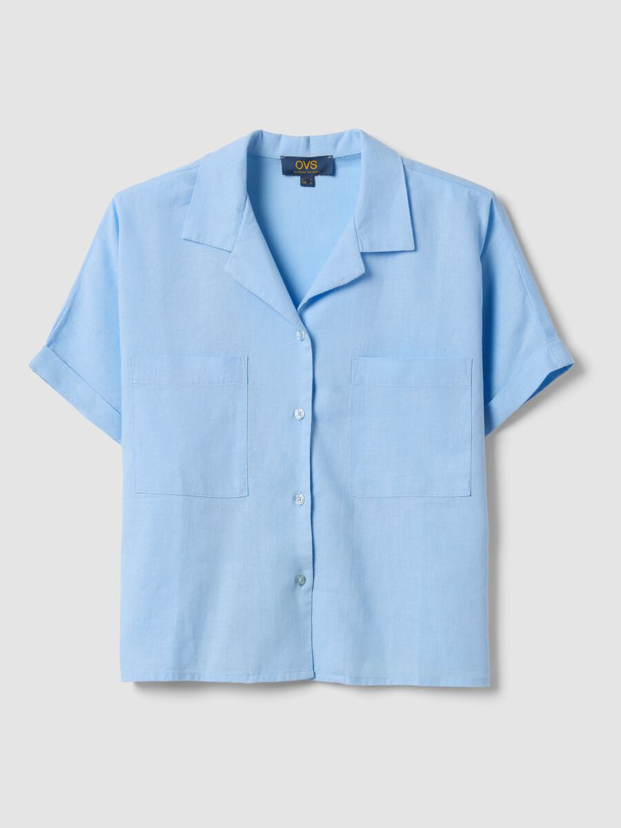 Light blue linen and viscose blend shirt, regular fit_4
