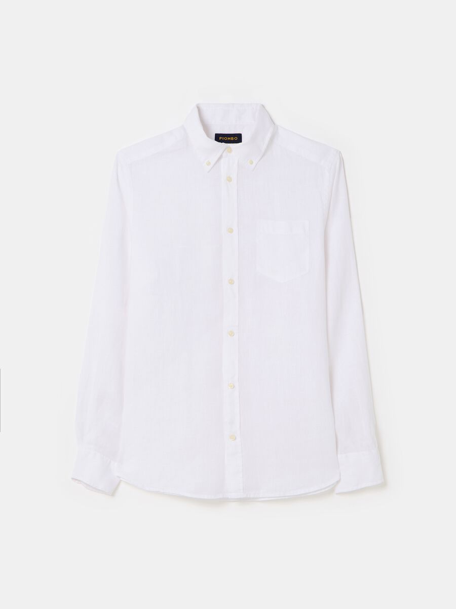Camicia regular fit in lino button-down_3
