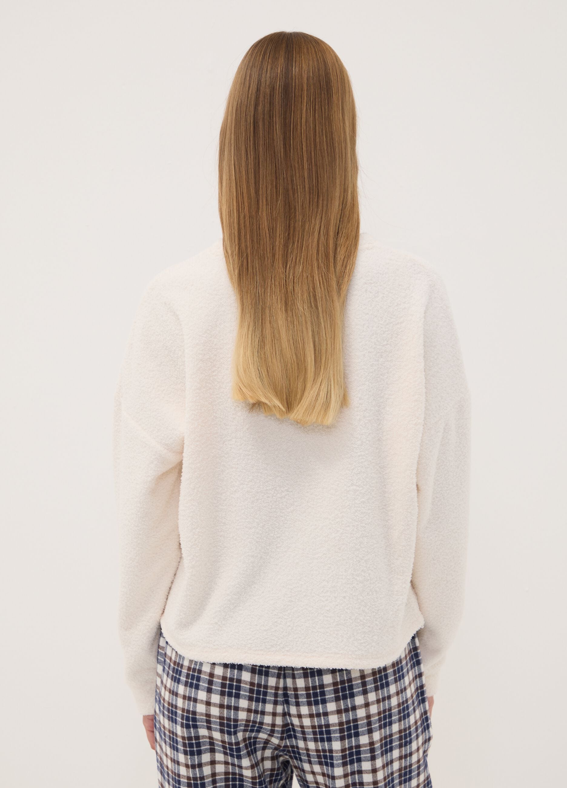 White stretch crew-neck pyjamas