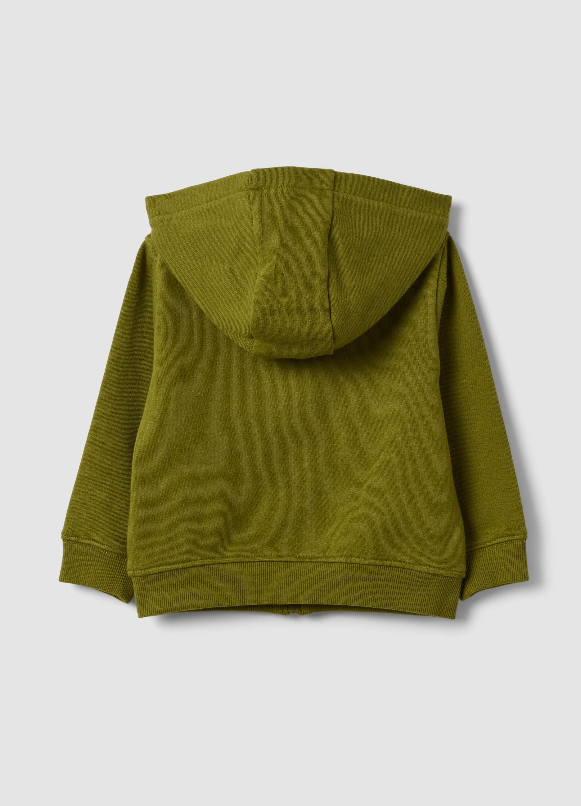 Sweatshirt verde com capuz em puro algod&atilde;o org&acirc;nico, corte regular, para menino