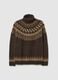 Regular fit brown turtleneck jumper with jacquard pattern_4