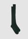 Green long ribbed socks in pure cotton_0