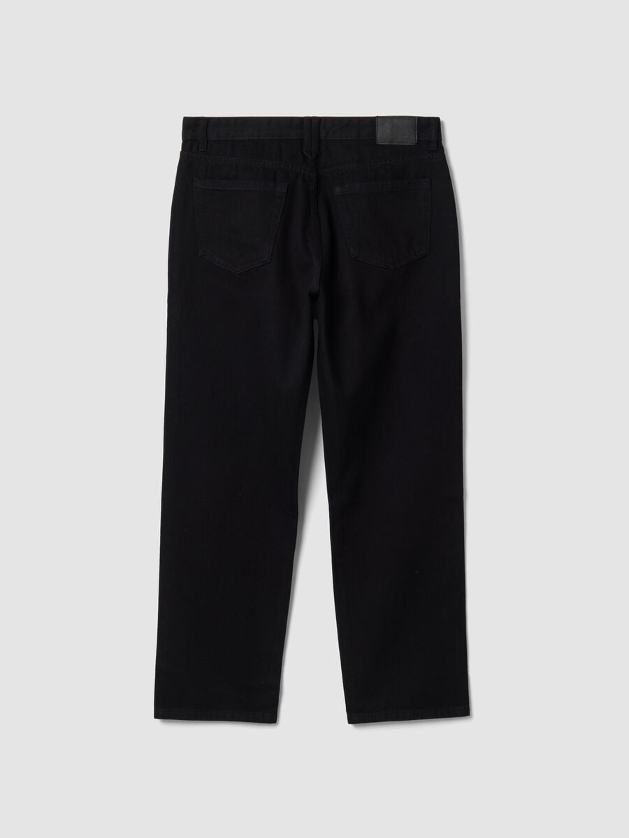 Schwarze Denim-Jeans aus reiner Baumwolle, Relaxed Fit_6