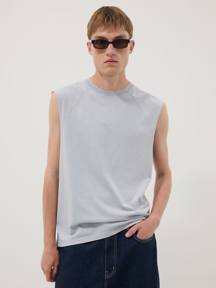 Light blue pure cotton regular-fit tank top_0