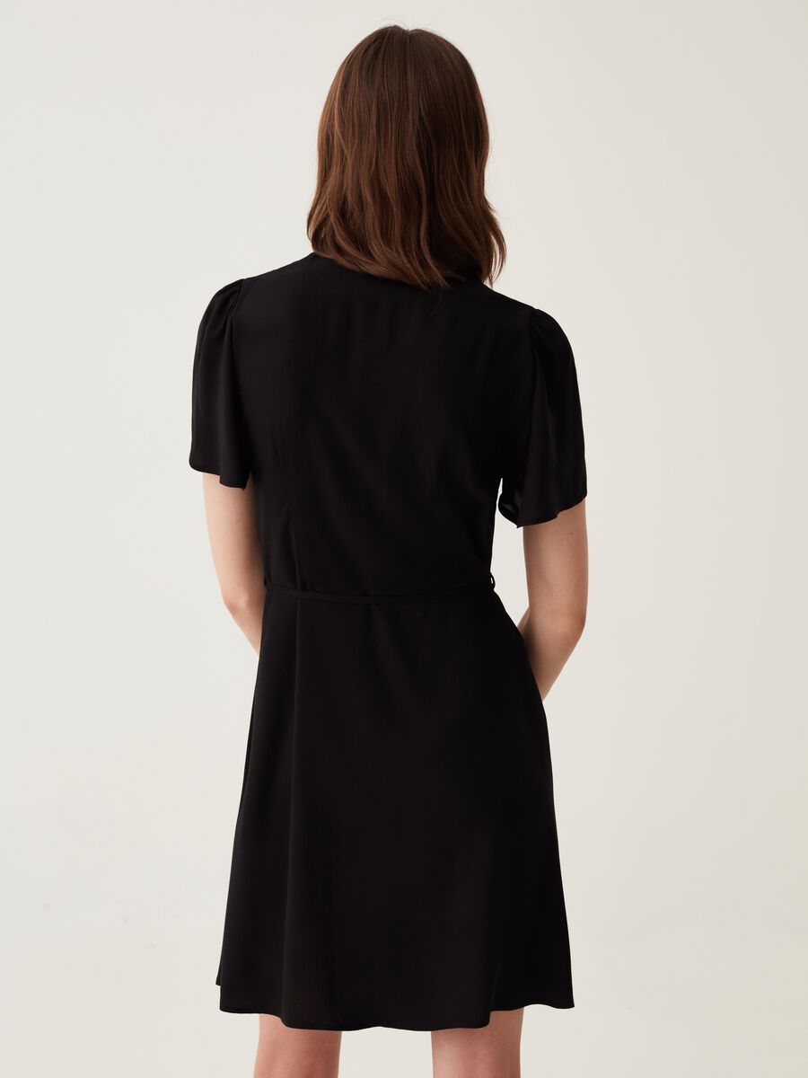 Short dress in viscose with V neck_2