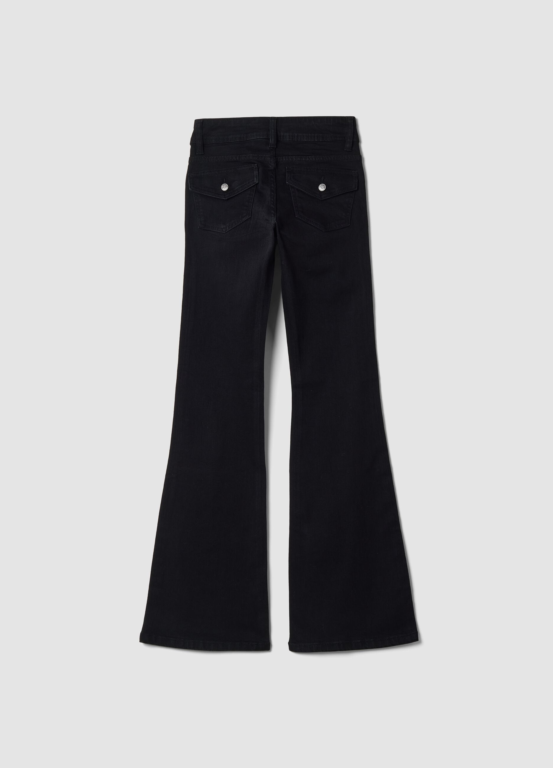 Jeans neri flare in cotone elasticizzato