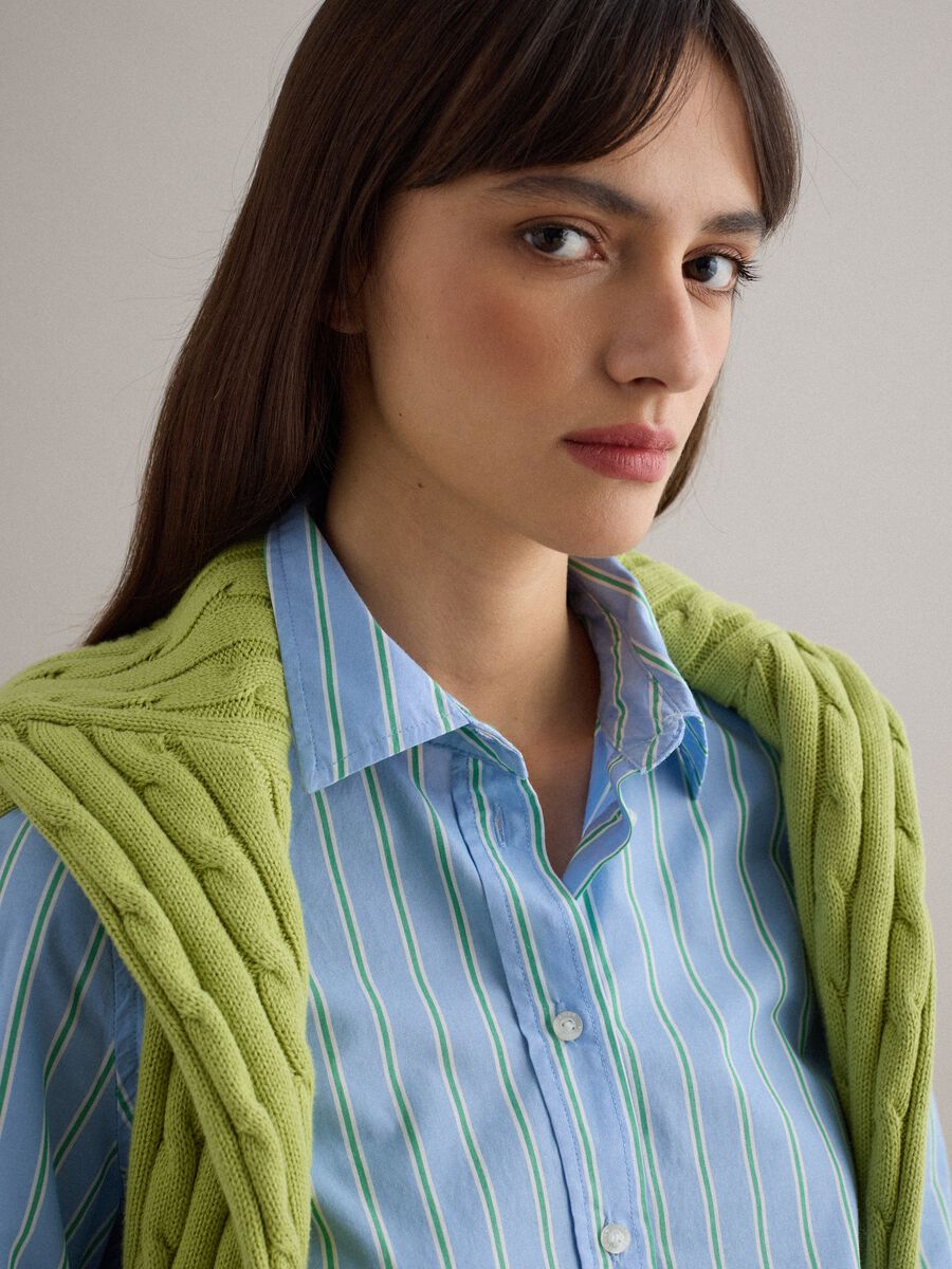 Light blue pure cotton striped shirt with regular fit_4