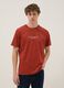 Rotes T-Shirt mit Schriftzug aus reiner Baumwolle, Regular Fit_0
