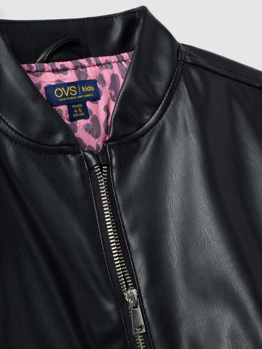 Black zip-up jacket, regular fit, for girls_3
