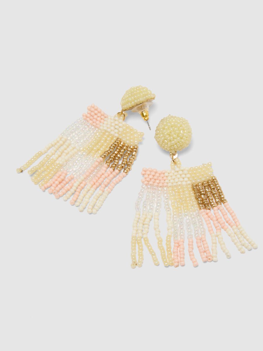 Brincos pendentes multicoloridos com contas de vidro_1