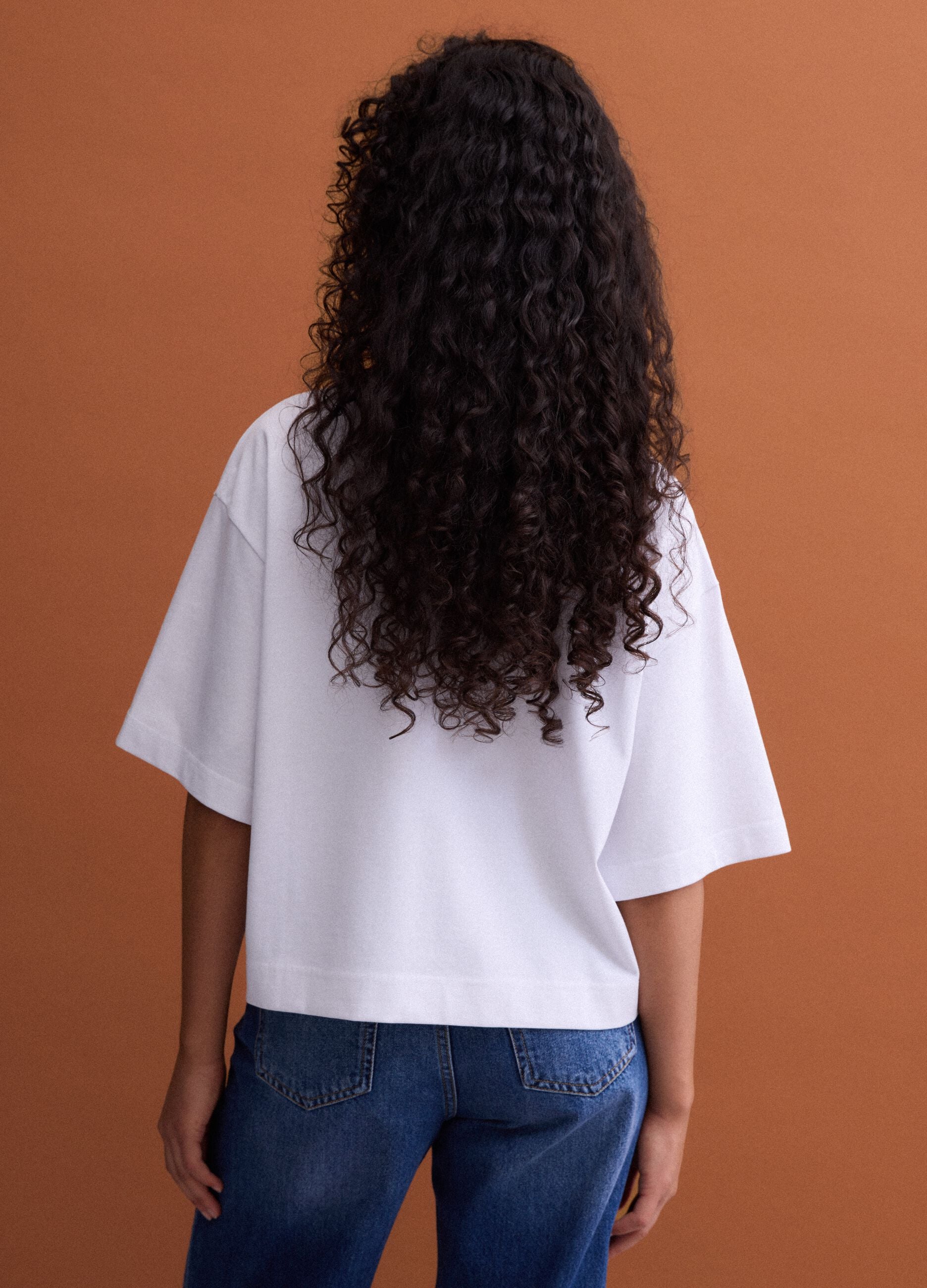 Wei&szlig;es Regular-Fit T-Shirt aus Jersey in Baumwollmix mit Rundhalsausschnitt