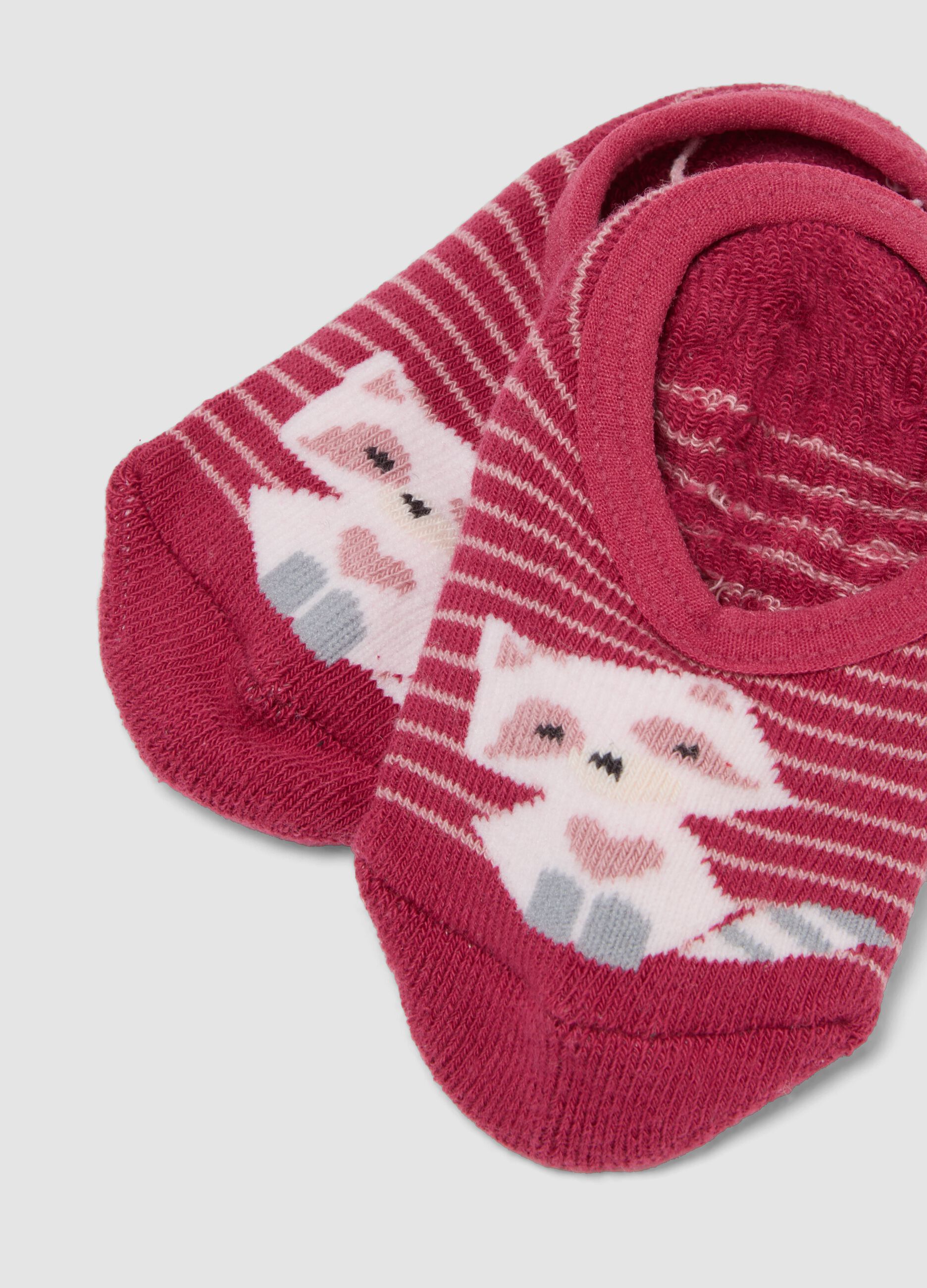 Rote rutschfeste Socken aus elastischer Bio-Baumwolle mit K&auml;tzchen