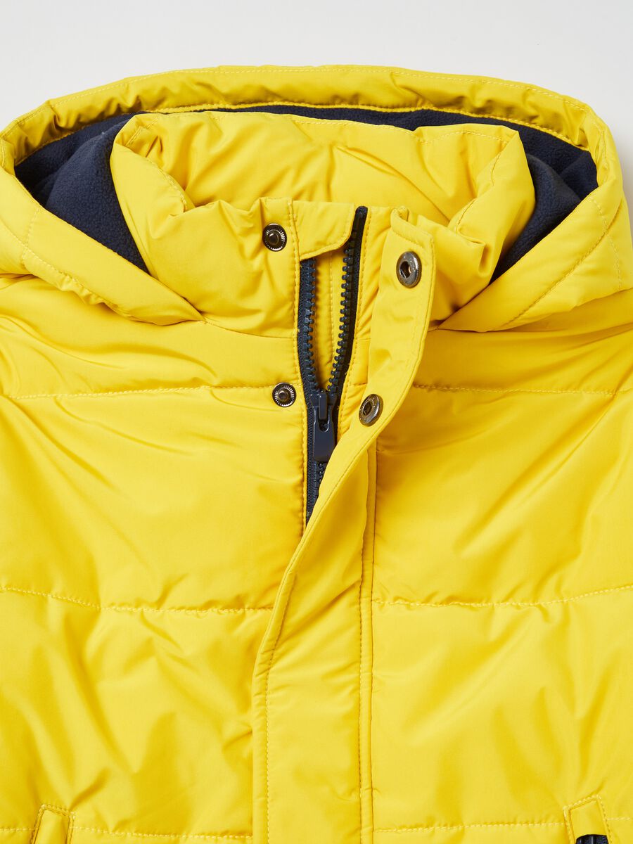 Full-zip down jacket with hood in fleece_2