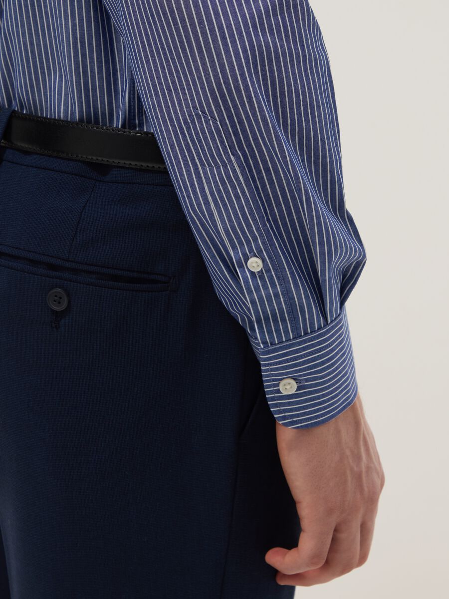 Bunt gestreiftes Baumwollmischgewebe Hemd, normale Passform_3