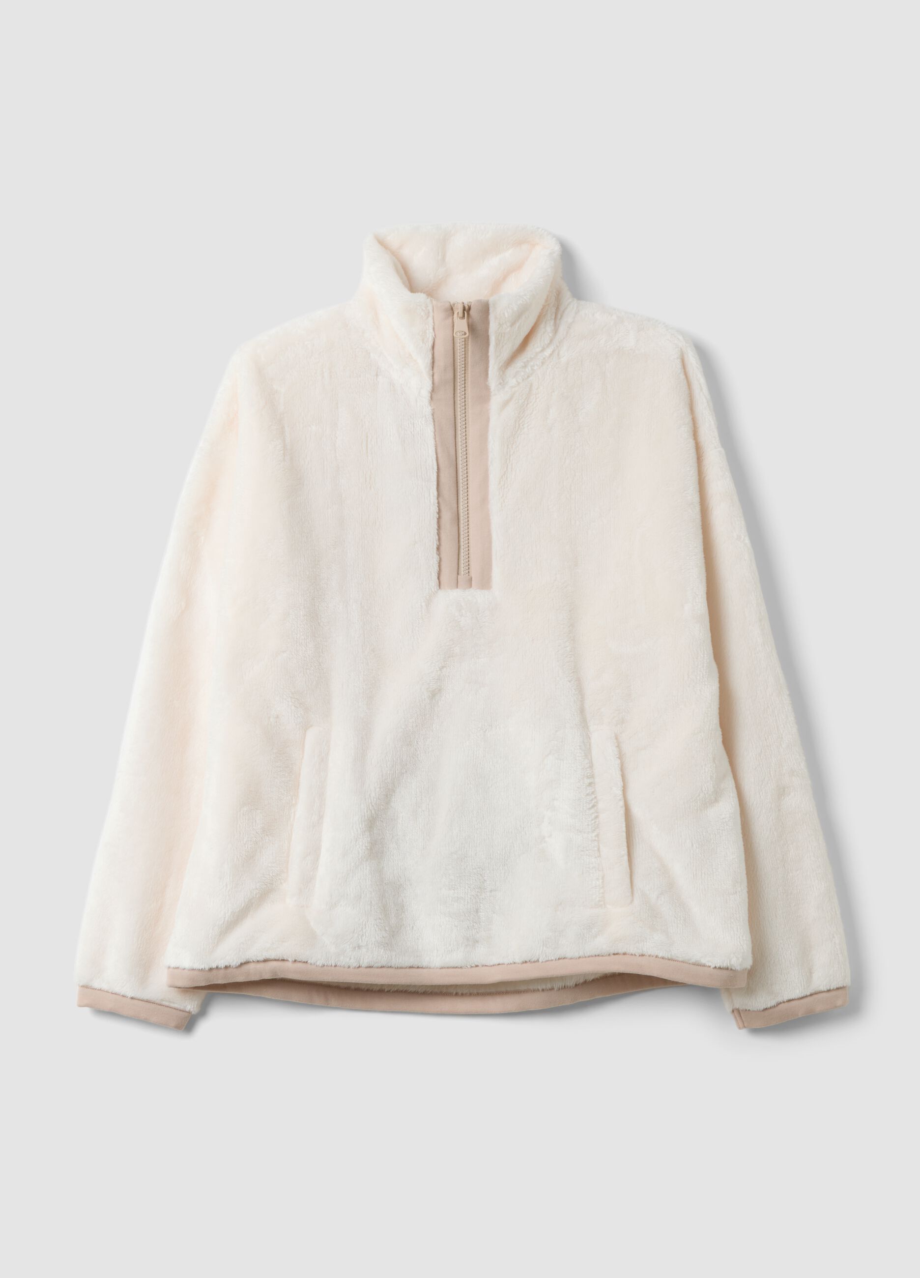 White half-zip pyjama sweatshirt, regular fit